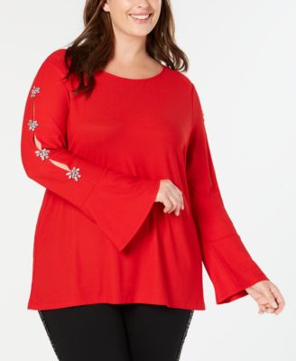 ladies plus size red tops