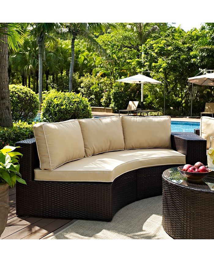 Crosley Catalina Outdoor Wicker Round Sectional Sofa With Cushions Macy's