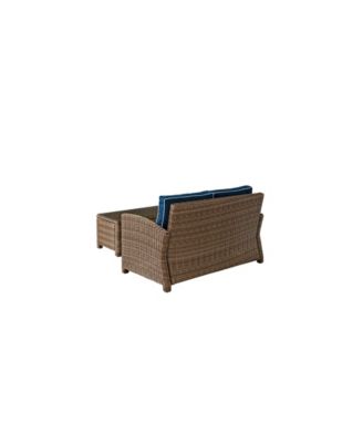 Bradenton 2 Piece Outdoor Wicker Seating Set With Cushions - Loveseat And Glass Top Table
