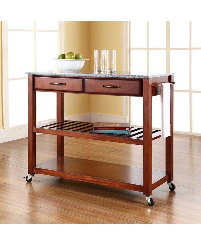 Crosley Solid Granite Top Kitchen Cart Island With Optional Stool