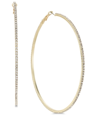 image of Thalia Sodi Extra Large Gold-Tone Crystal Extra Large Hoop Earrings, 3.5