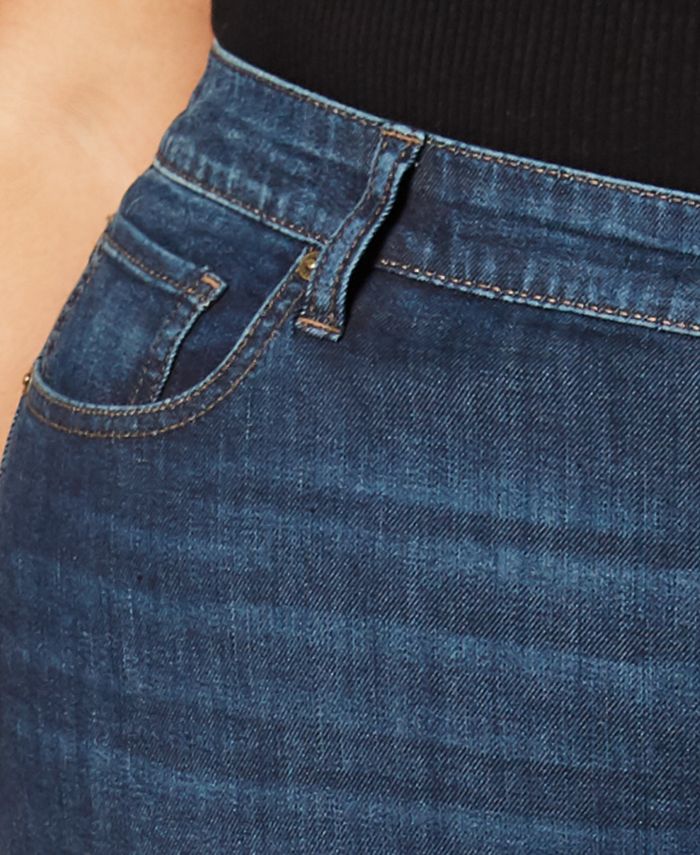 Style Co Womens Curvy Fit Cuffed Boyfriend Jeans Blue Size 3