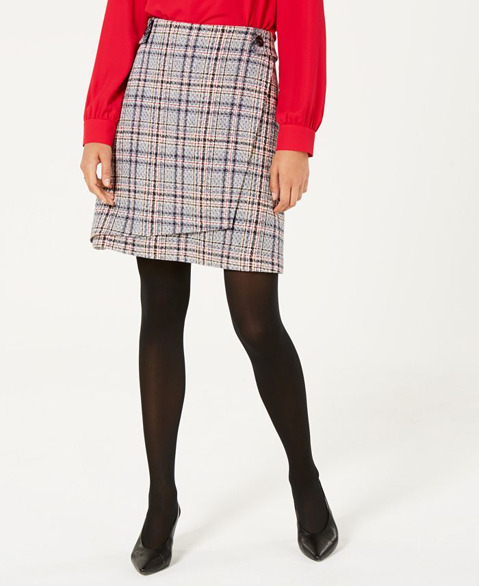 Bar III Asymmetrical Tweed Skirt, Created for Macy's - Macy's