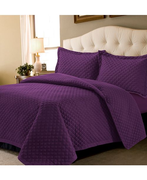 Tribeca Living Brisbane Microfiber Solid Oversized Queen Quilt Set