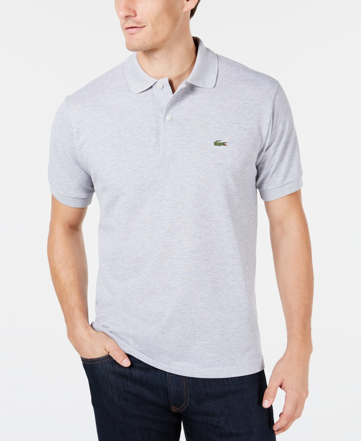 Lacoste Men's L.12.12 Classic-fit Short-sleeve Pique Polo Shirt In Silver Chine Grey