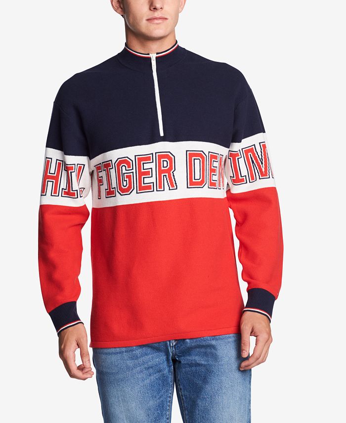 Tommy Hilfiger Men's Half-Zip Graphic Sweater & Reviews - Sweaters ...