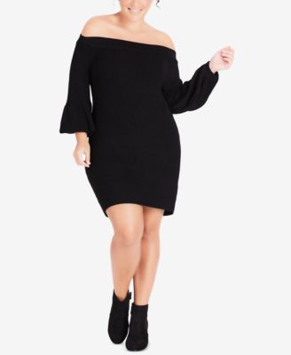 plus size off the shoulder sweater dress