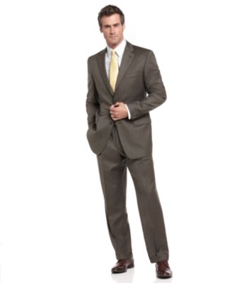 olive sharkskin suit