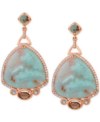 Le Vian - Sky Aquaprase (24 x 24mm) & Multi-Gemstone (1-3/4 ct. t.w.) Drop Earrings in 14k Rose Gold