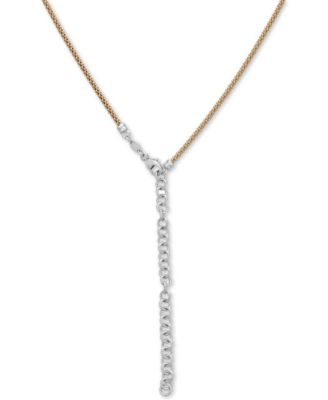 Diamond Two-Tone Lariat Necklace (1/8 ct. t.w.) in 14k Gold-Plated Sterling Silver, 20" + 3" extender