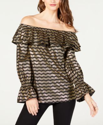 michael kors cold shoulder flounce top