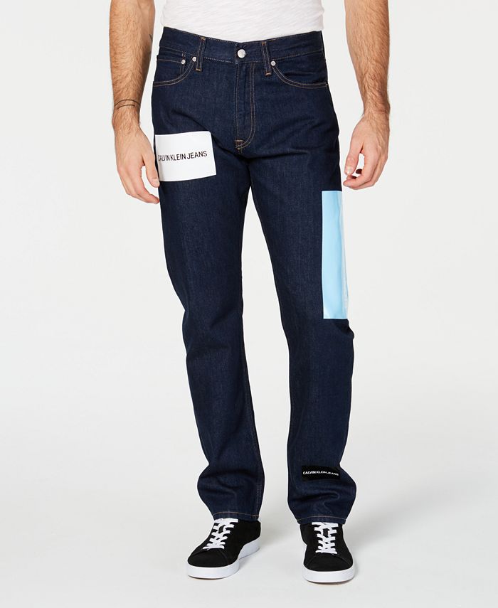 Calvin Klein Jeans Men's Straight-Fit Stretch Logo-Print Jeans - Macy's