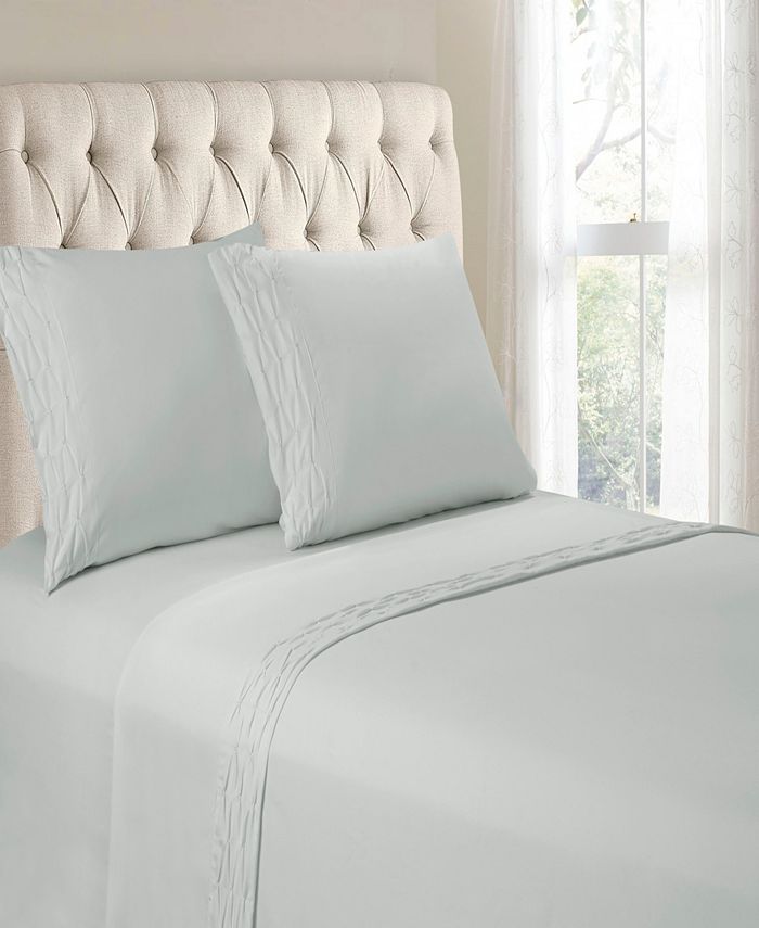 Cathay Home Inc. Hudson & Main Diamond Ruched Hem 4 Pieces Full Sheet