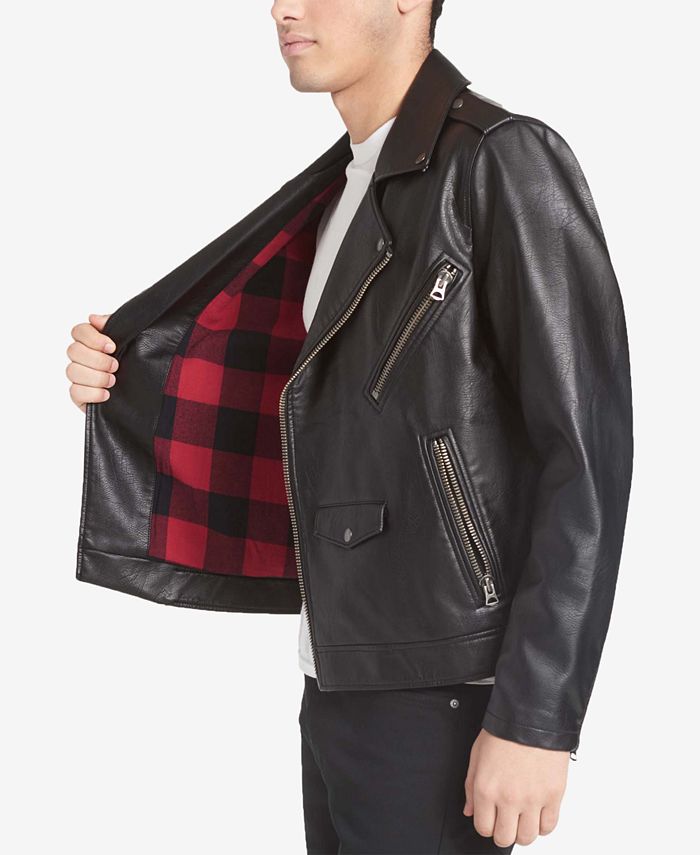 Levi's Men's Washed Faux Leather Asymmetrical Motorcycle Jacket Macy's