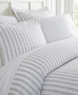 Ienjoy Home Tranquil Sleep Patterned Duvet Cover Set By The Home Collection, Queen/full In Light Grey Stripes