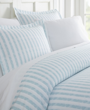 Ienjoy Home Tranquil Sleep Patterned Duvet Cover Set By The Home Collection, Queen/full In Light Blue Stripes