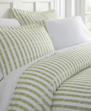 Ienjoy Home Tranquil Sleep Patterned Duvet Cover Set By The Home Collection, Queen/full In Sage Stripes