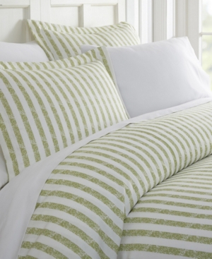 Ienjoy Home Tranquil Sleep Patterned Duvet Cover Set, Full/queen In Sage Stripes