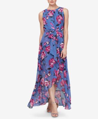 SL Fashions Floral High-Low Maxi Dress - Macy's