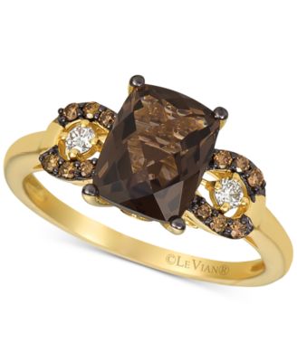 Gemstone & Diamond Ring in 14k Rose Gold or 14k Yellow Gold