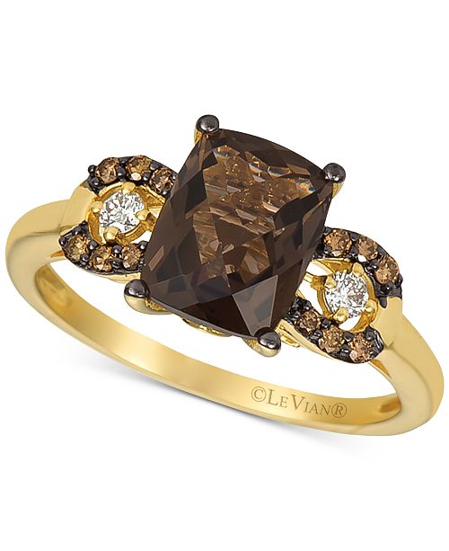 Le Vian Smoky Quartz 1 9 10 Ct T W Diamond 1 8 Ct T W Ring In 14k Gold Reviews Rings Jewelry Watches Macy S