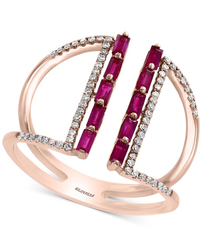 EFFY Collection - Ruby (1/2 ct. t.w.) & Diamond (1/5 ct. t.w.) Statement Ring in 14k Rose Gold