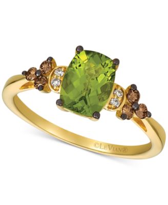 Green Apple&reg; Peridot (1-1/6 ct. t.w. ) & Vanilla and Chocolate Diamond (1/6 ct. t.w.) Ring in 14k Rose Gold (Also available in Deep Sea Blue Topaz™)