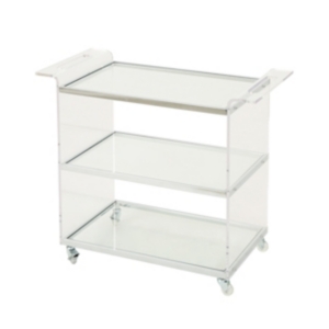 NOBLE HOUSE YVES ACRYLIC BAR TROLLEY WITH GLASS SHELVES