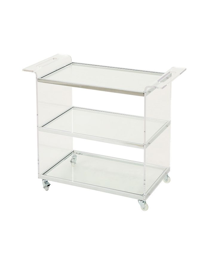 Noble House Yves Acrylic Bar Trolley with Glass Shelves Macy's