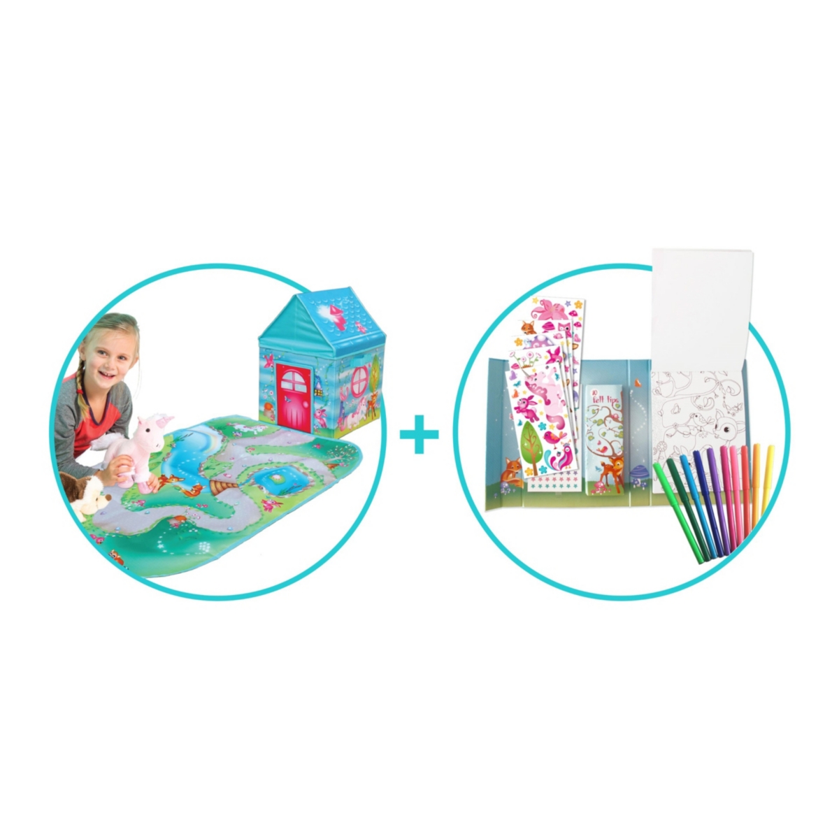 Fun2give Pop It Up Enchanted Forest Combo Set Play Box With Play Mat And Coloring Set In Multi