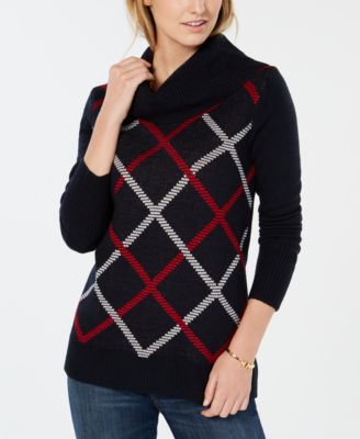 Tommy Hilfiger - Diagonal Plaid Cowl-Neck Sweater