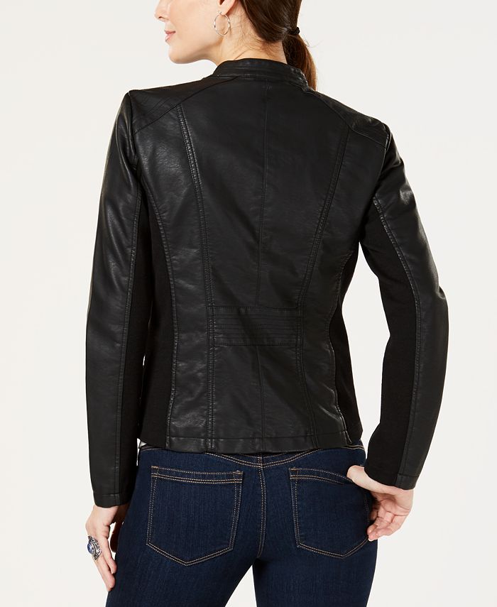 Style & Co Perforated Panel Faux Leather Jacket, Created for Macy's ...