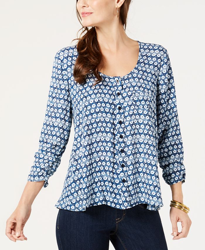 Style & Co Printed 3/4Sleeve Shirt, Created for Macy's Macy's