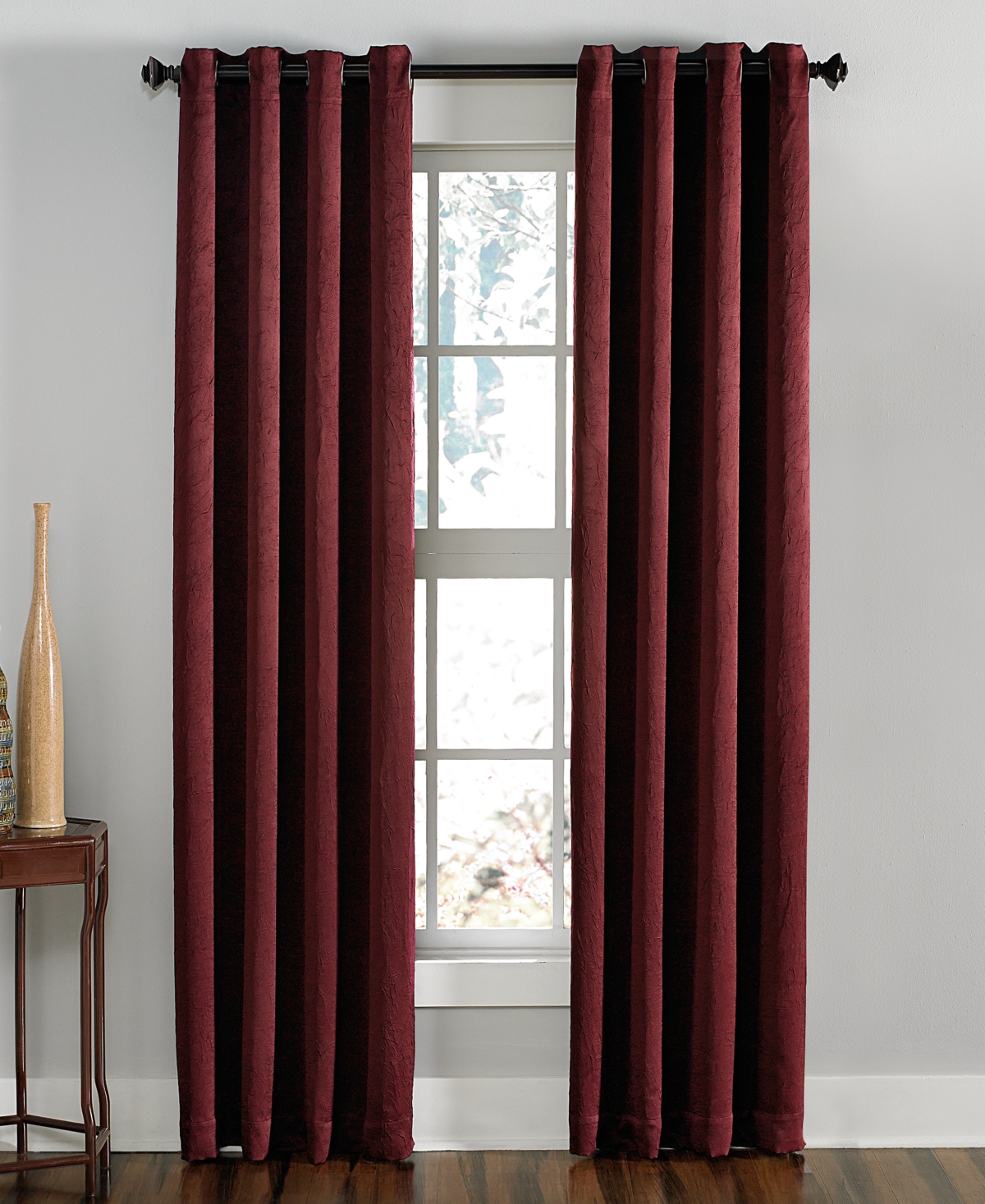 Shop Chf Lenox 50" X 95" Crushed Texture Curtain Panel In Wine