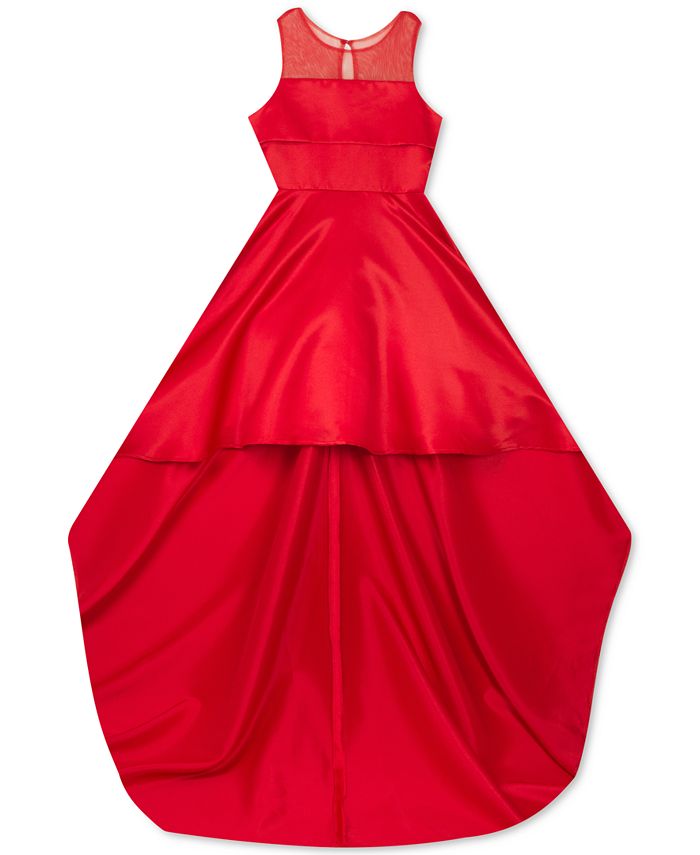 Macy's red high low dress 2025