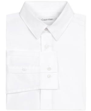 image of Calvin Klein Little Boys Stretch-Poplin Collared Shirt