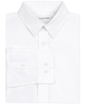 Calvin Klein Big Boys Slim Fit Solid Stretch Poplin Dress Shirt In White