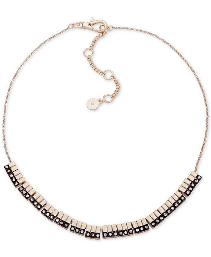 DKNY Two-Tone Pavé Bar Collar Necklace, Created for Macy's , 16