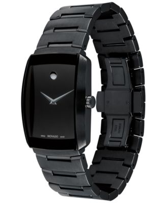 Movado Men's Swiss Eliro Black PVD Stainless Steel Bracelet Watch 40mm ...