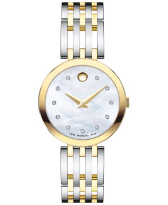 Movado Women's Swiss Esperanza Diamond-Accent Two-Tone PVD Stainless ...