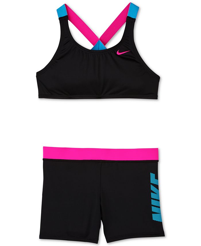 Nike Big Girls 2-Pc. Crossback Sport Bikini & Short Set Macy's
