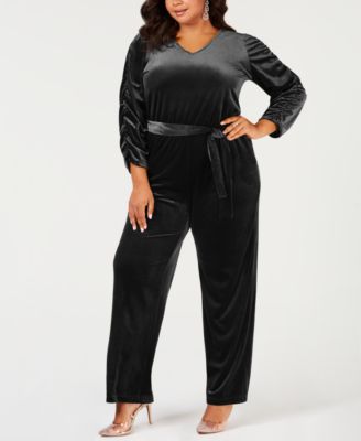 plus size velvet jumpsuit