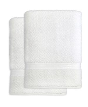 Linum Home Herringbone 2-pc. Bath Sheet Set Bedding In White