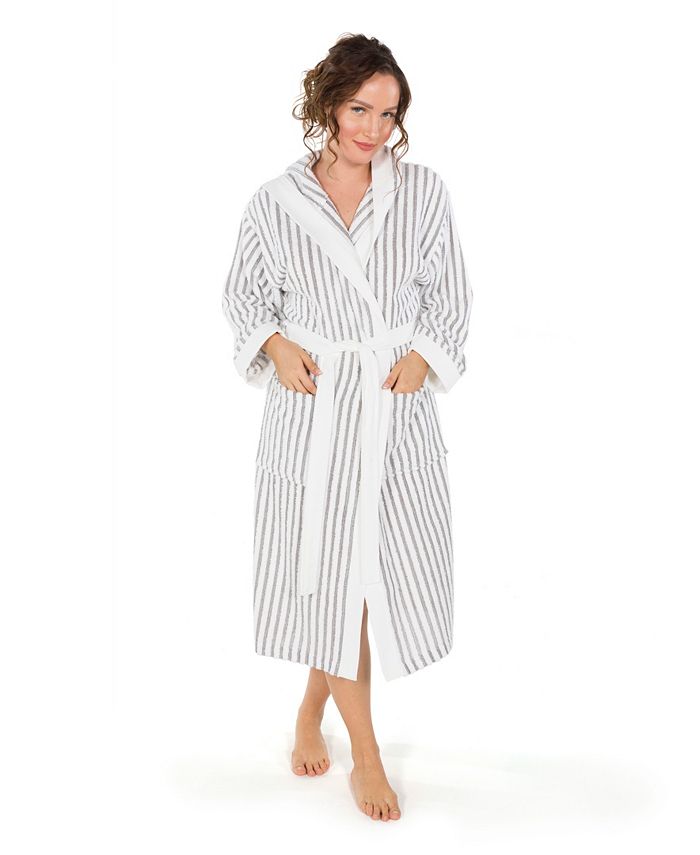 Linum Home Alev Terry Stripe Hooded Unisex Bath Robe - Macy's