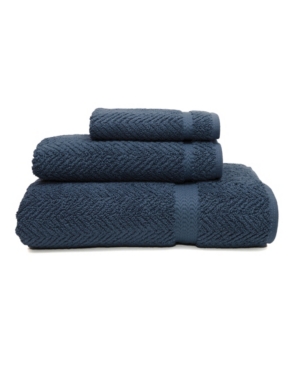 Linum Home Herringbone 3-pc. Towel Set Bedding In Navy