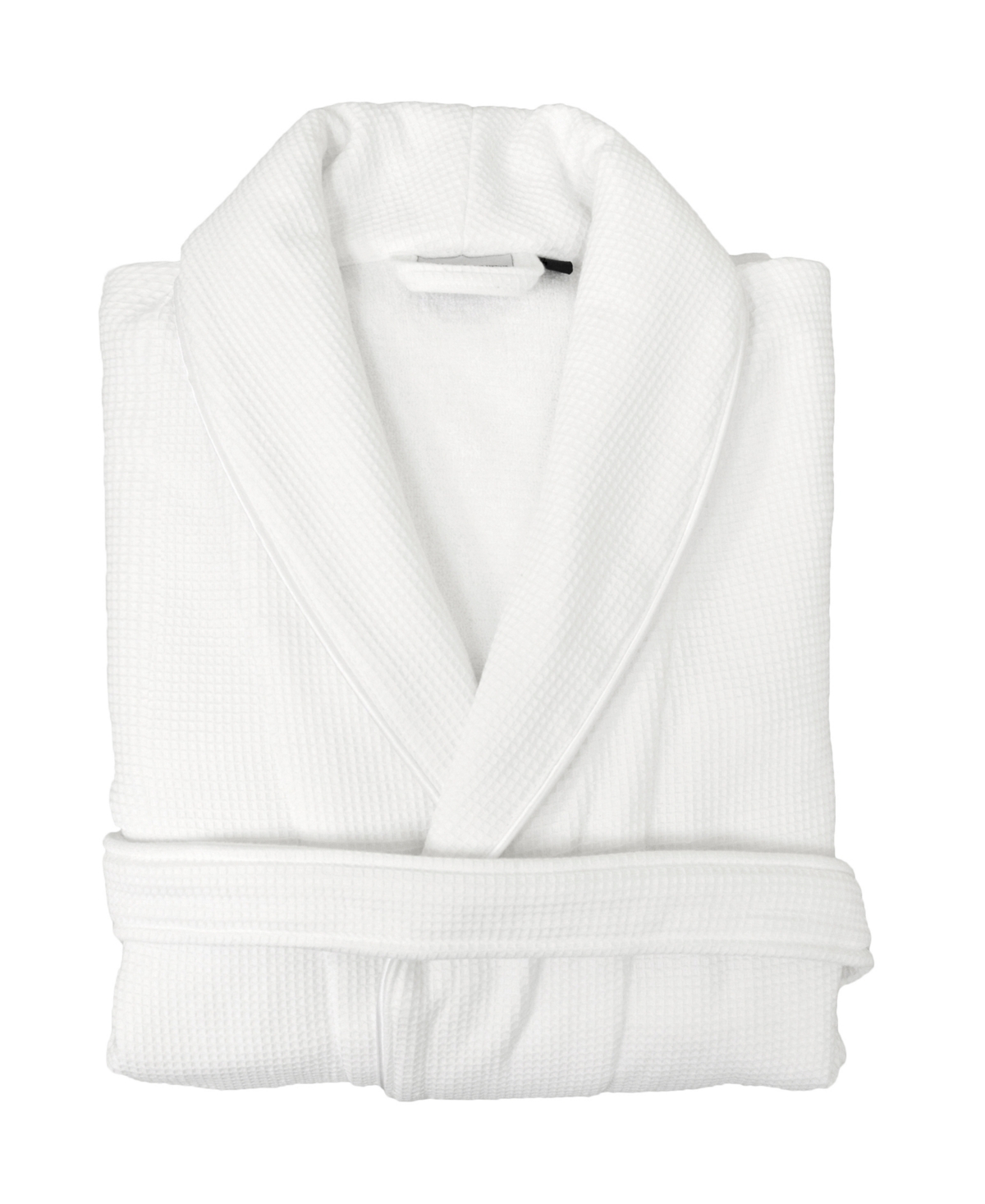 Linum Home Waffle Terry Bath Robe with Satin Piped Trim -White