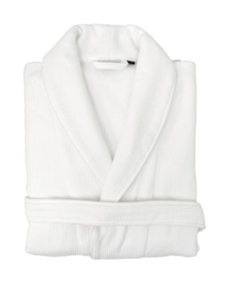 Linum Home Waffle Terry Bath Robe with Satin Piped Trim - Macy's