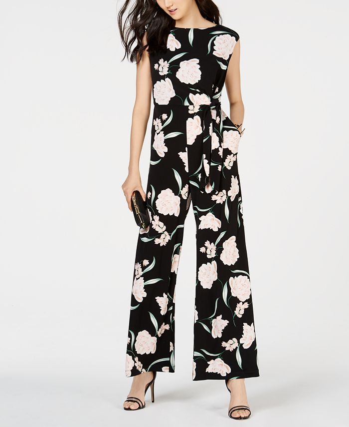 Jessica Howard Petite Floral-Print Jumpsuit - Macy's