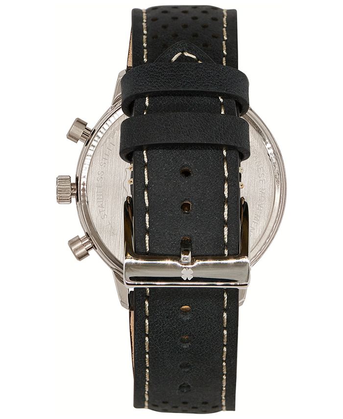 Lucky Brand Men's Chronograph Fairfax Black Perforated Leather Strap ...