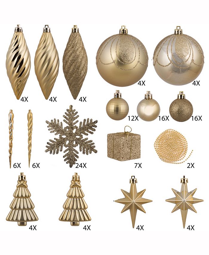Vickerman Gold Christmas Ornament Set, 125 Per Box Macy's